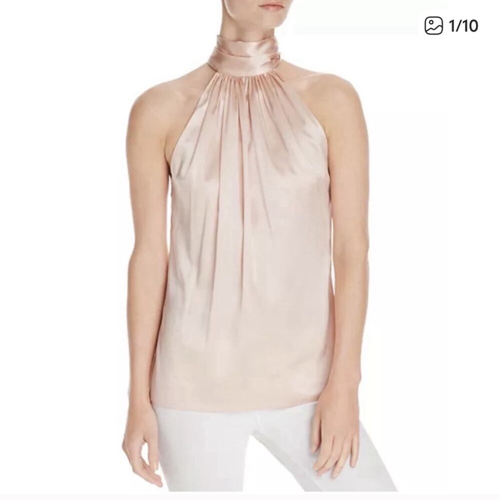 Ramy Brook Lori Silk Halter Top in Blush Pink